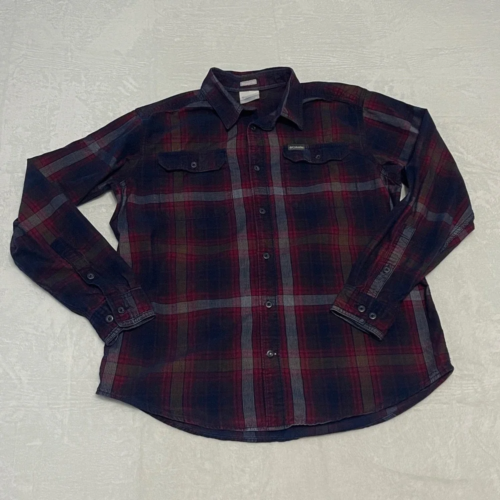 Columbia Men's Plaid Long‎ Sleeve Button Up Shirt M Corduroy Flannel 100% Cotton
